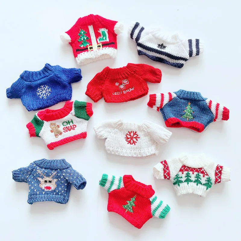 Red Christmas Suit For 20cm Handmade Doll Clothes Christmas Santa Claus Hat Clothes Doll Accessories For EXO Children Xmas Gift