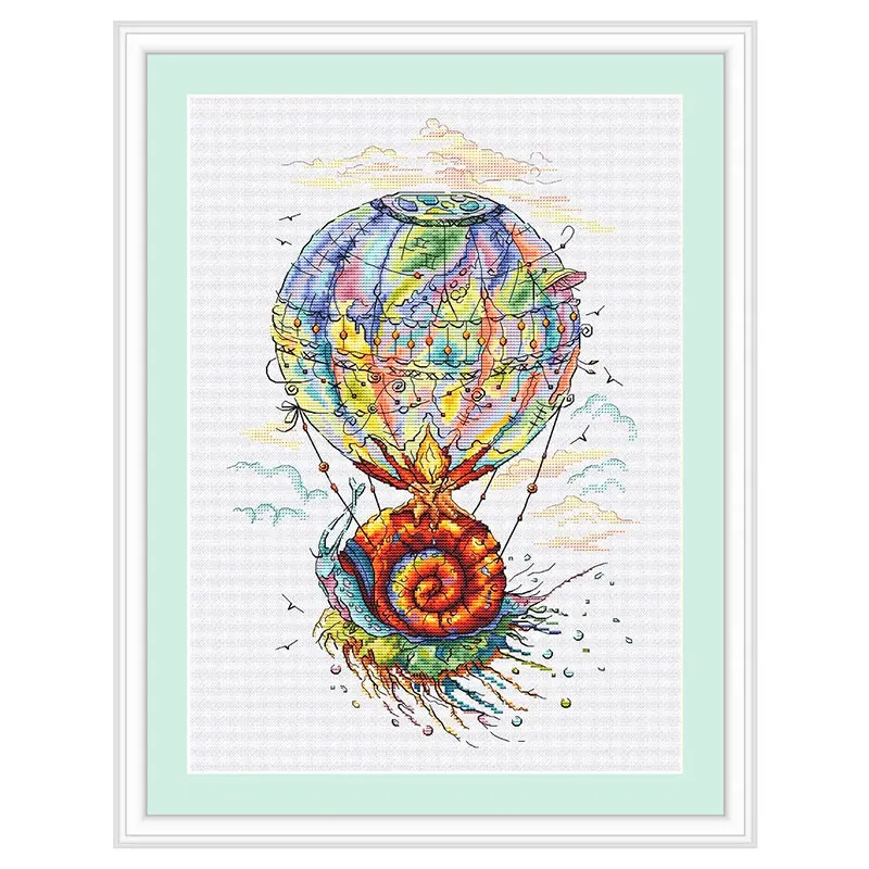 Cross Stitch Kit C1520 Snail Hot Air Balloon Precision Printing Fishxx Handmade Sewing Home Decoration Painting