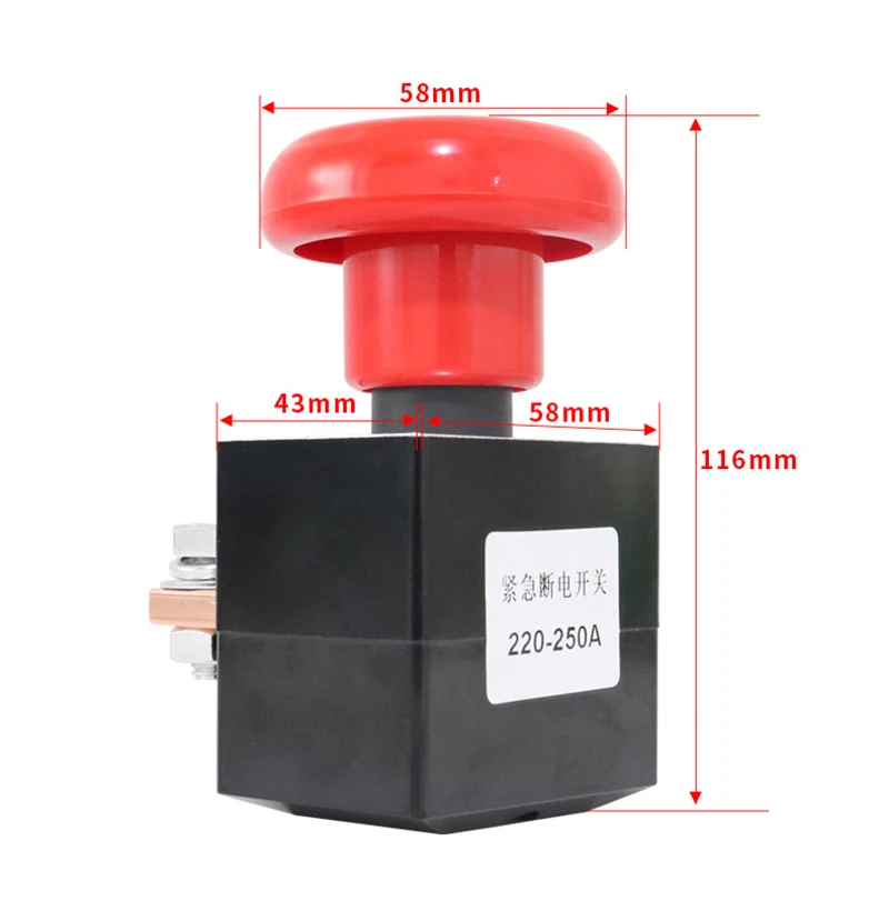 Emergency Stop Switch Red Mushroom Head Push Button Switches Replacing 250A Electric Car Forklift Emergency Power Off Switch