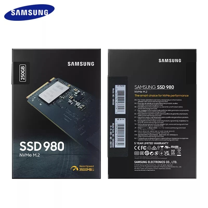 100% Original SAMSUNG SSD 980 NVMe M.2 250GB 500GB 1TB Internal Solid State HDD M2 2280 TLC PCIe Gen 3.0 x 4 For Computer PC