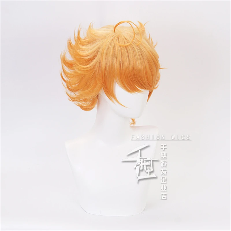 Peluca de Cosplay Emma Anime Yakusoku no Neverland, cabello sintético resistente al calor, naranja 63194, con gorro