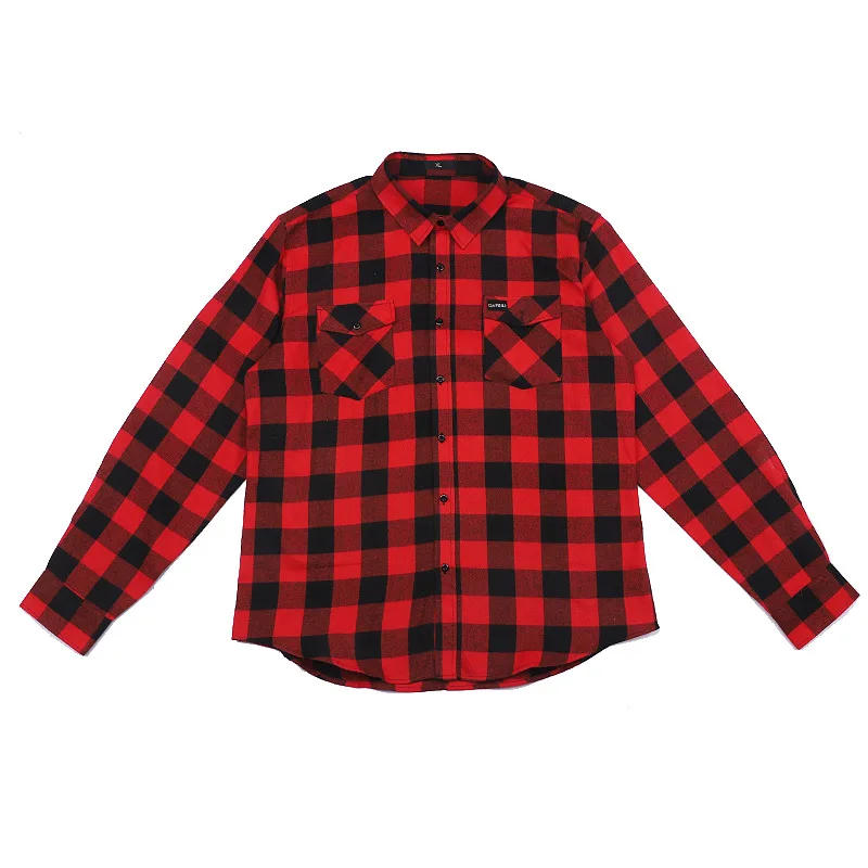 100% cotton sping oversized red Lumberjack outdoor black and white plaid flannel shirts men 2024 shirt Vintage checked jacket