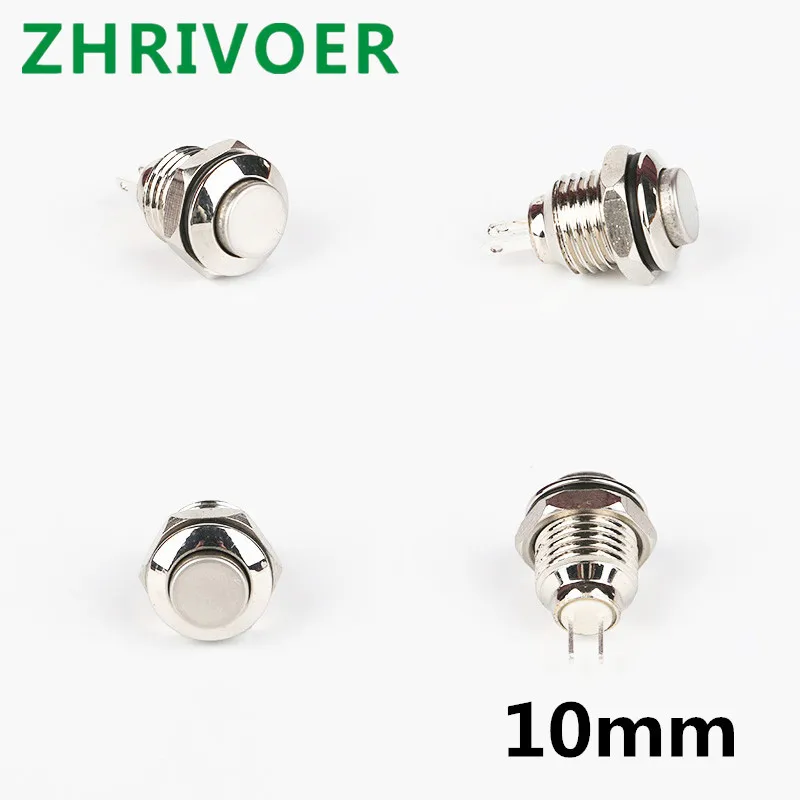 1pcs10m 2-pin Panel Hole Miniature Metal Button Switch Power Button High Head Self Reset Welding IP67 1no