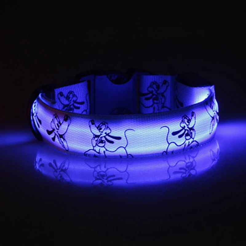 Dog Collar Light LED Cartoon Nylon Glowing Dog Collar Luminous Anti-Lost Night Safety Collar Perro Bright Dog Collars Flashing