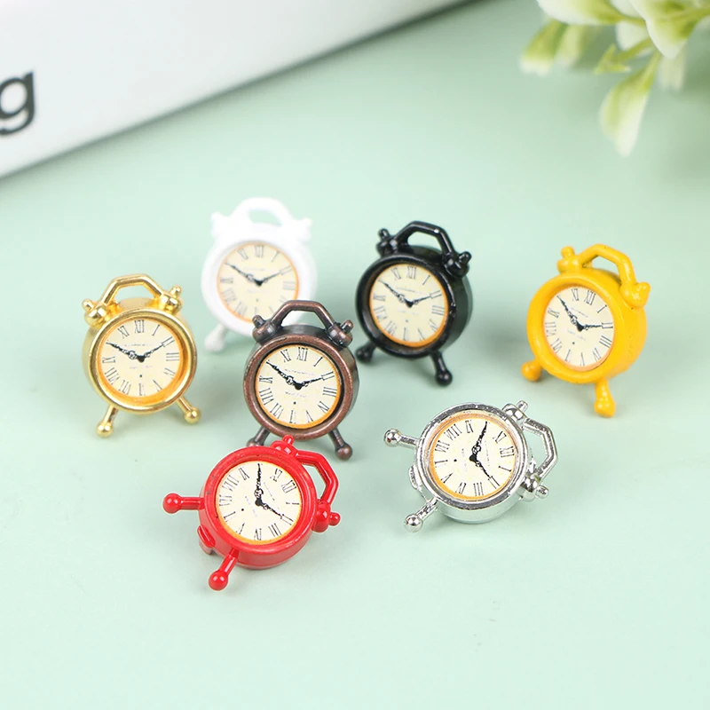 1:12 Scale 1pcs 6 Colors Alarm Clock Mini Home Decoration Dollhouse Miniature Toy Doll Kitchen Living Room Accessories