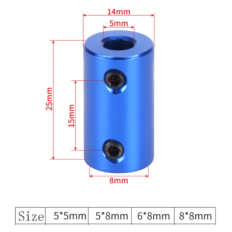 Flexible Aluminium-Kupplung, Bohrung 5 mm, 8 mm, 3D-Drucker-Teile, blau, flexible Wellenkupplung, Schraube, Schrittmotor, flexible Wellenkupplung – Detail 3