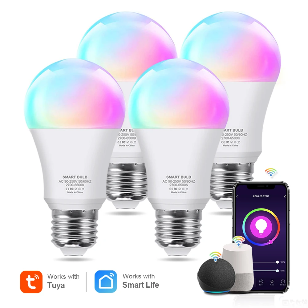E27 Wifi Smart Control Led Lamp 15W 18W Rgb Gloeilamp Intelligent Dimbaar Smart House Lampada Werk Met Alexa Google Assistent