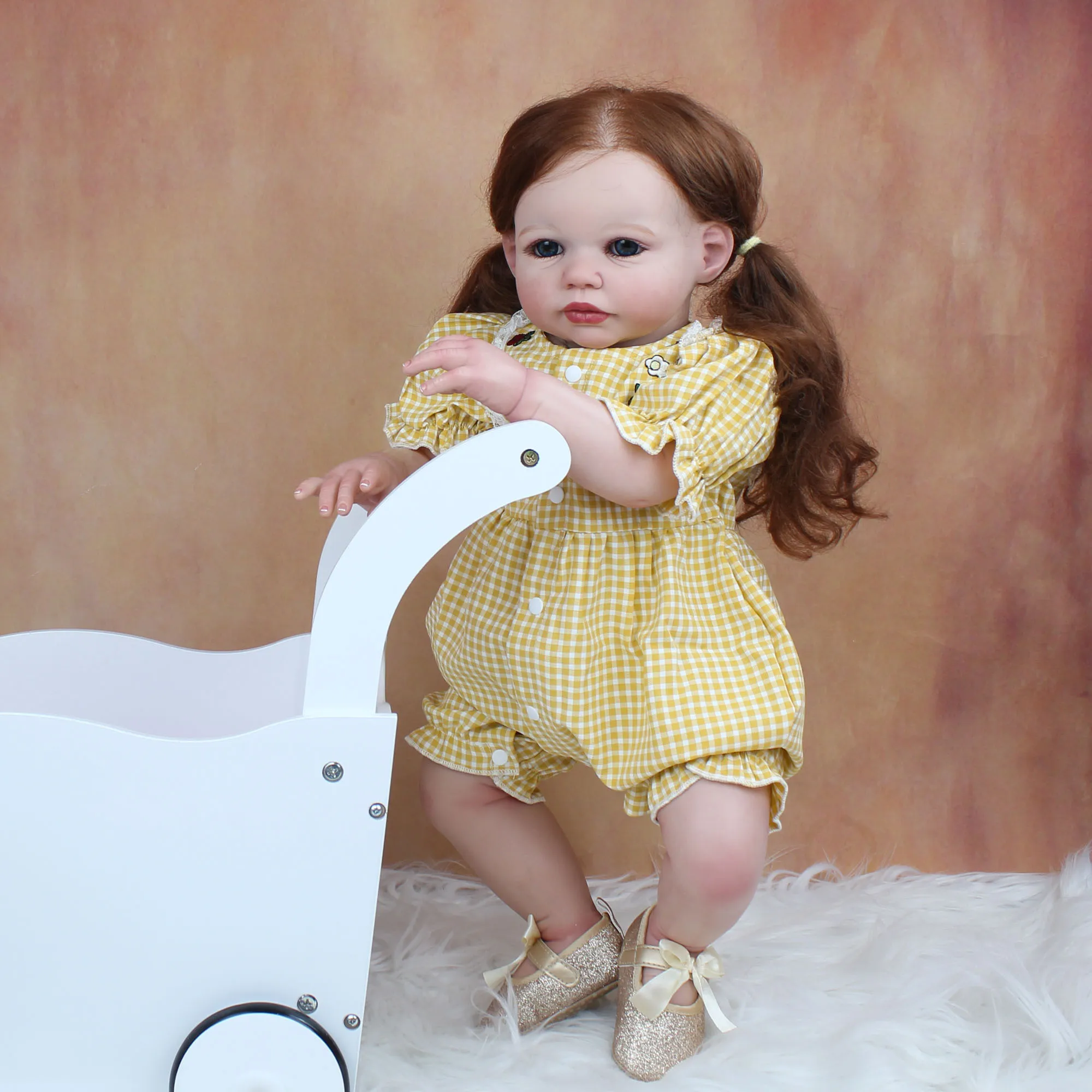 65 CM 3D-Paint Skin Soft Silicone Reborn Baby Girl Doll 26 Inch Cloth Body Toy Realistic Big Fat Long Hair Princess Toddler