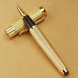 Jinhao 1200 Ancient Rollerball Pen Beautiful Ripple with Dragon Clip, Golden Metal Carving Ink Pens Gift Collection Pens