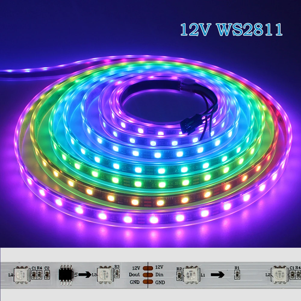 DC12V 5m SM5050-30/60leds/m IP67 Waterproof WS2811 SP601E Smart Symphony Music Light Strip Set SP1TTL Digital Signal