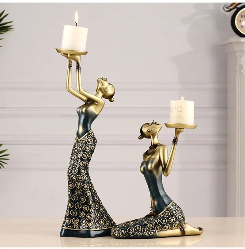 

Nordic romantic golden Candlestick table retro light luxury household candlelight dinner Candlestick decoration candle holders