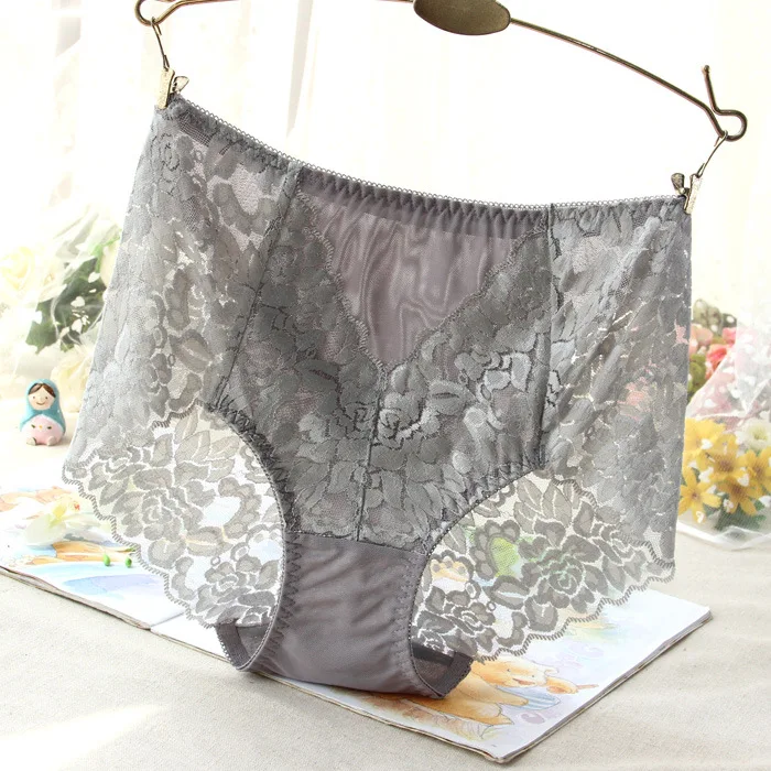 Bragas sexys de malla para mujer, ropa interior de encaje sin costuras de cintura alta, suave transparente, bragas de algodón para la salud,