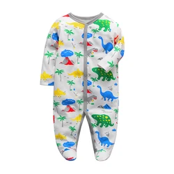 Barboteuse pyjama 100% coton à manches longues pour bébé fille et garçon, ensemble imprimé dessin animé pour nouveau-né