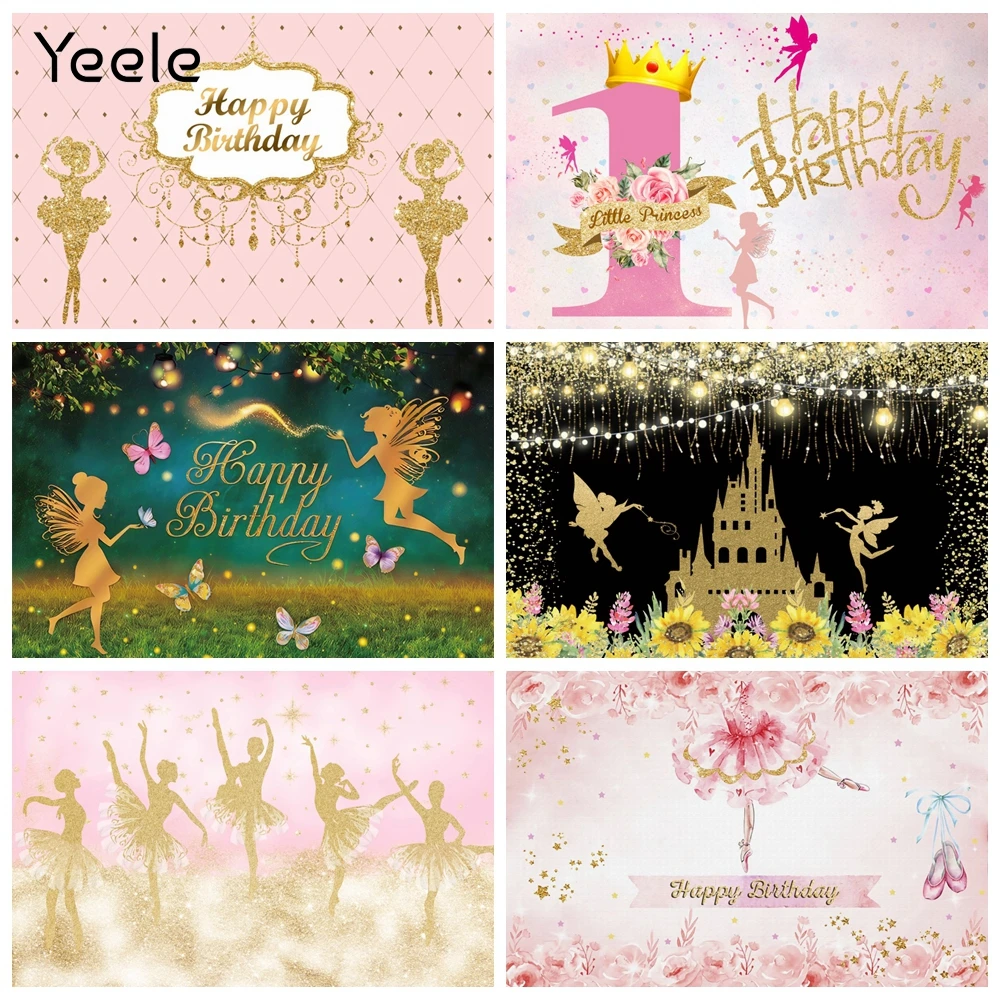 Yeele Princess Crown Curtain Newborn Baby Birthday Ballet Girl Elf Pink Photography Backdrop Backgrounds For Photo Studio