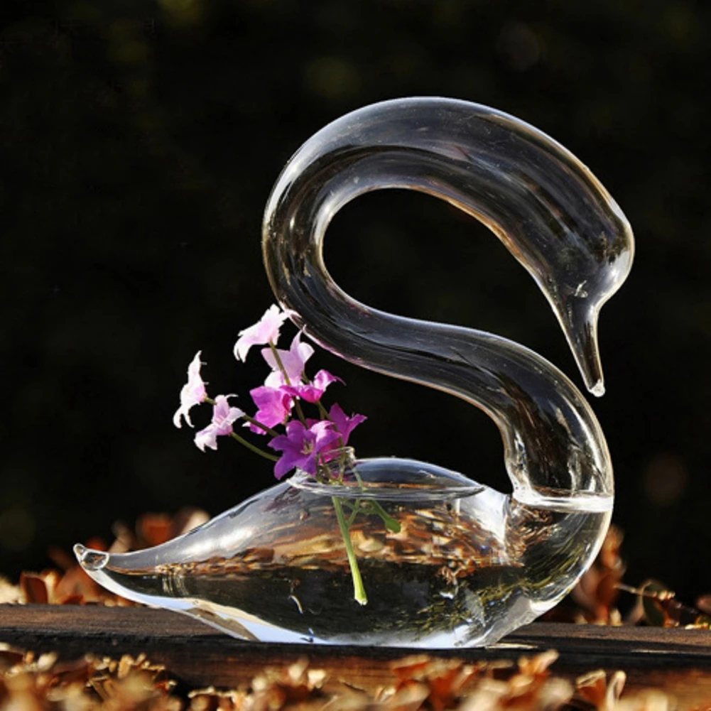 Transparent Glass Hydroponic Flower Vase Swan Shape Home Decoration Holiday Gifts Wedding Decoration image 3