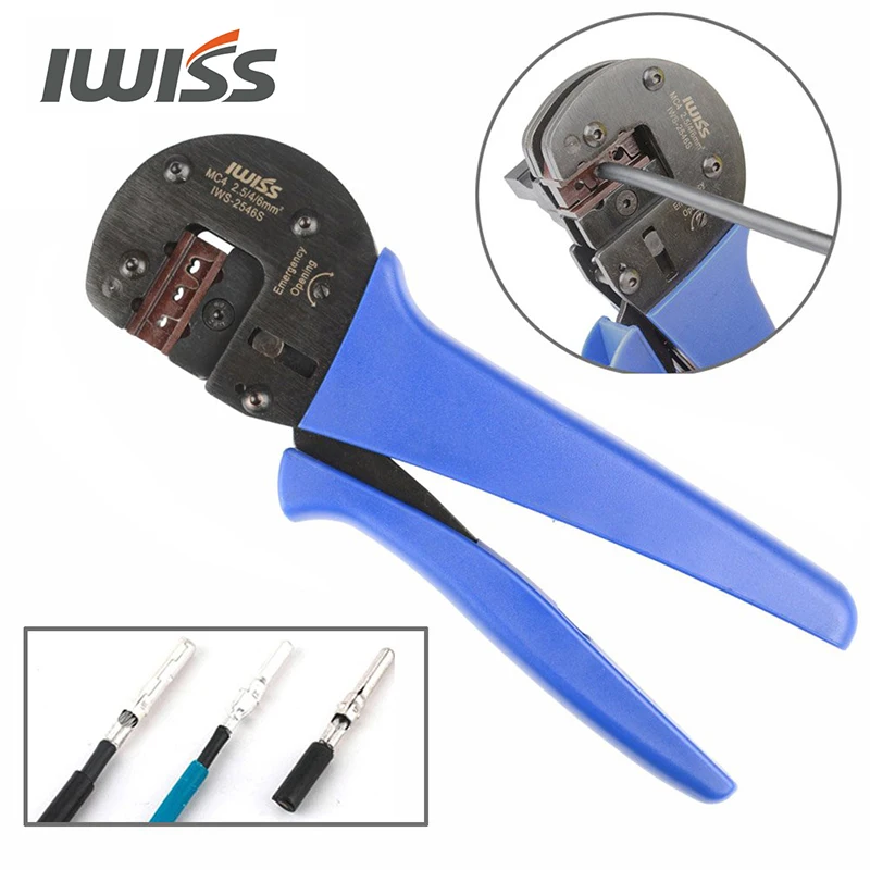 IWISS IWS-2546S MC3/4 Solar Crimping Plier Hand Crimper Tools with Locator Crimp Range 2.5/4/6mm2 (14-10AWG)