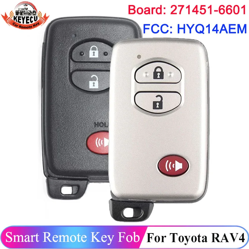 

KEYECU Board ID: 271451-6601 Smart Remote Key 314.3MHz 433MHz For Toyota Land Cruiser 2013 2014 2015 RAV4 FCC ID: HYQ14AEM Fob