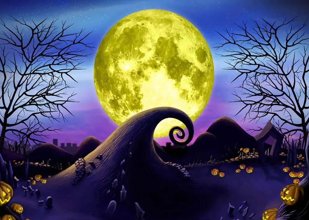 Capisco Nightmare Before Christmas photography backdrops Halloween Pumpkin Moonlight Newborn Baby Portrait photo background