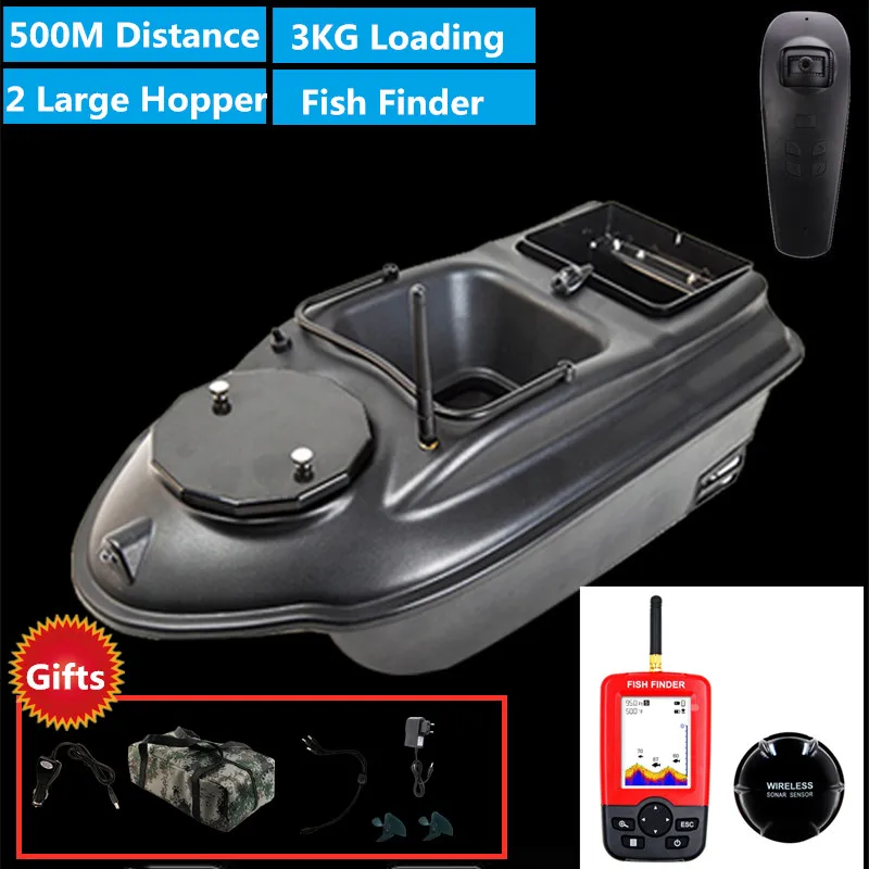 

500M 3KG Loading Fishing Remot Control Bait Boat Auto Cruise Control RC Nesting Bait Boat Fish Finder 2 Large Hopper Bag Gift