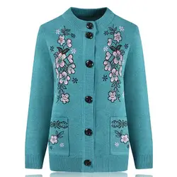 Cardigan maglione lavorato a maglia nuova nonna autunno inverno donna di mezza età e anziani sciolto cappotto maglione tascabile a maniche lunghe taglie forti