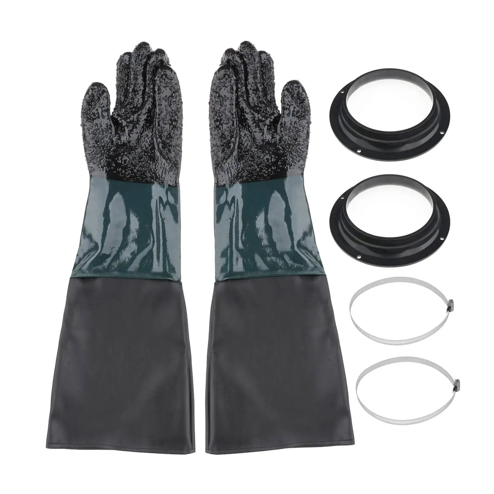 

1 Pair of 24'' Sandblasting Gloves Replacement with 2 Glove Holders For Sandblasting Sand Blast Cabinet