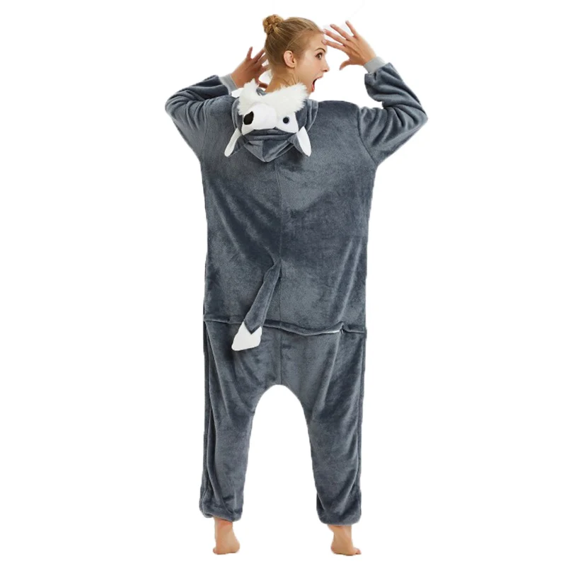 PXJYHCL Adult Kid Anime Direwolf Cosplay Pajamas Jumpsuit For Women Men Cute Animal Husky Costume Onesies Boy Girls Home Clothes