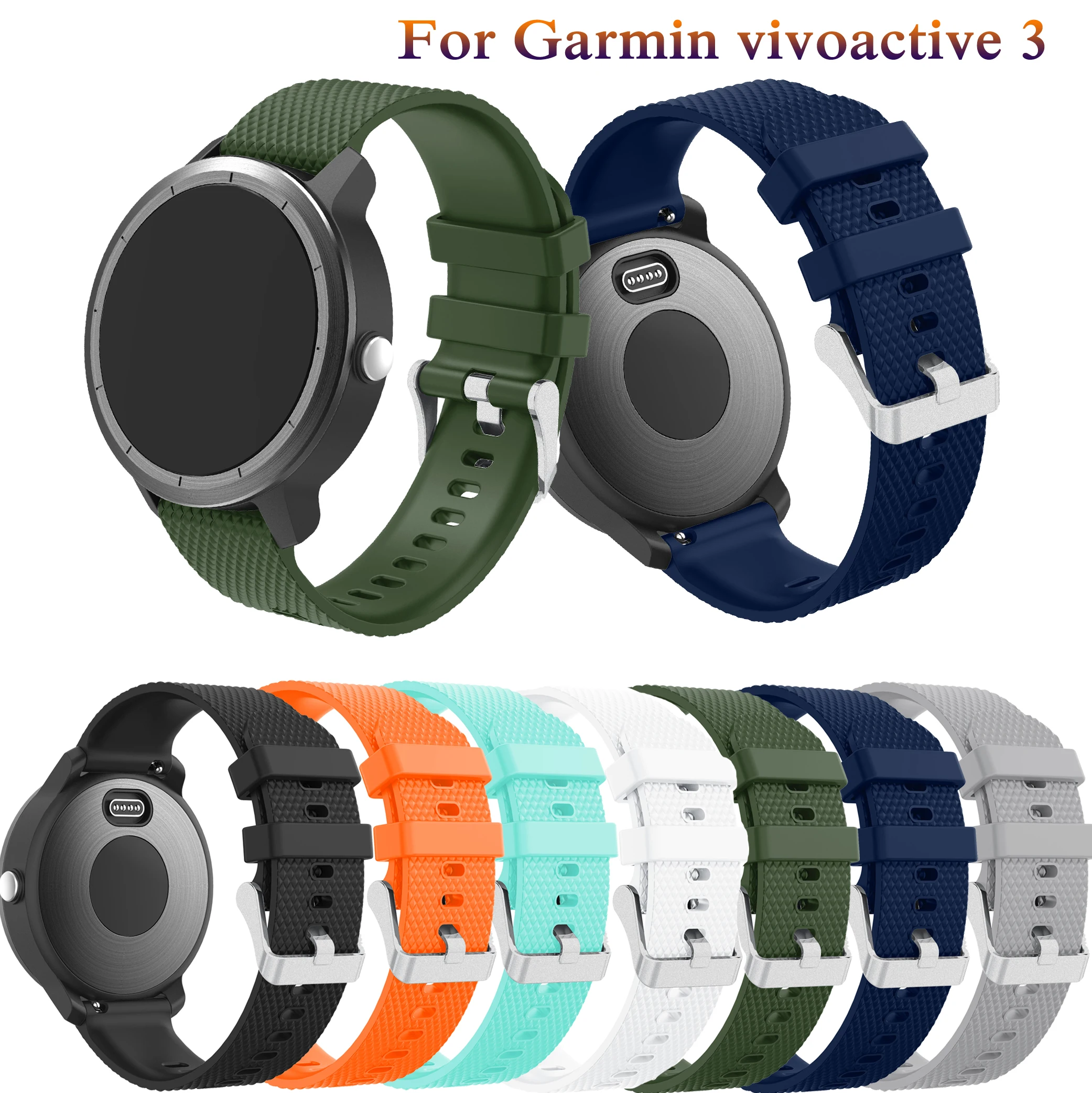 Soft Silicone Replacement bracelet watch band Strap For Garmin Forerunner 245/645 Smart Watch band for Garmin Vivoactive 3 bands