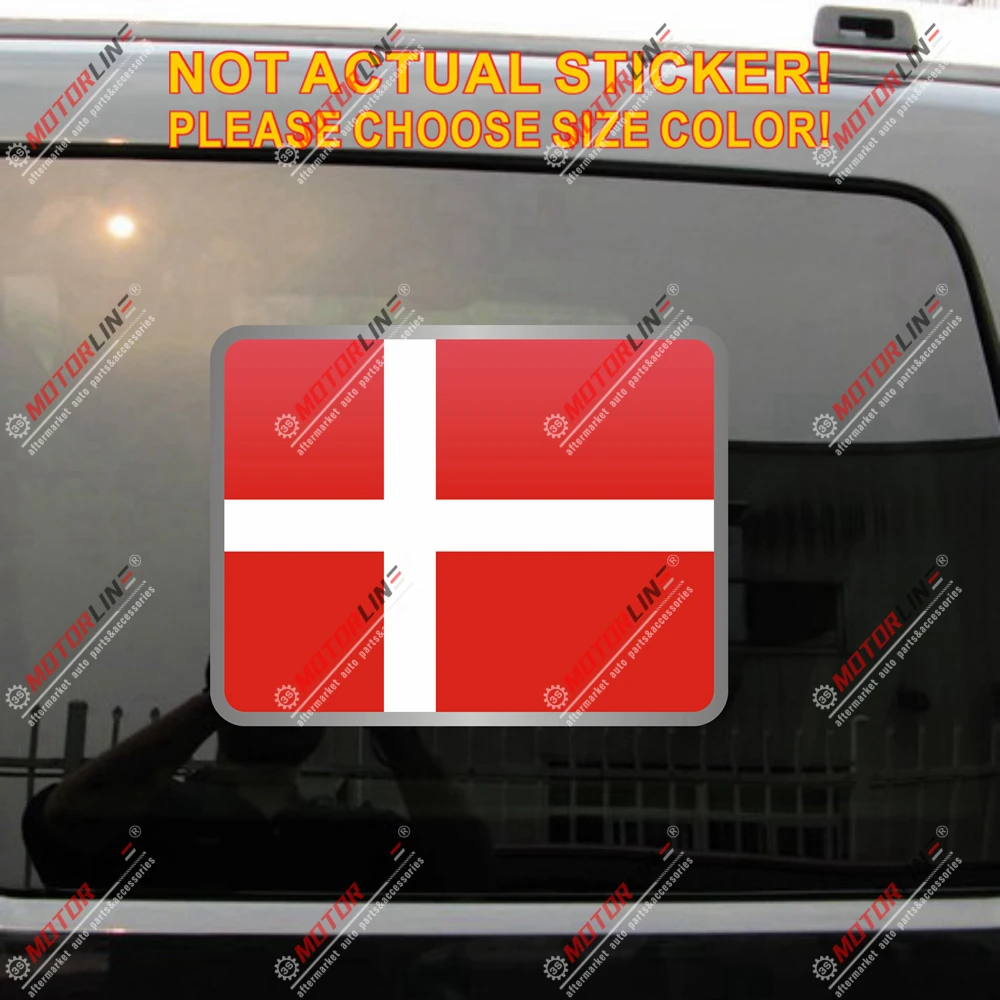 

Denmark Danish Flag Decal Sticker Car Vinyl reflective glossy rectangle