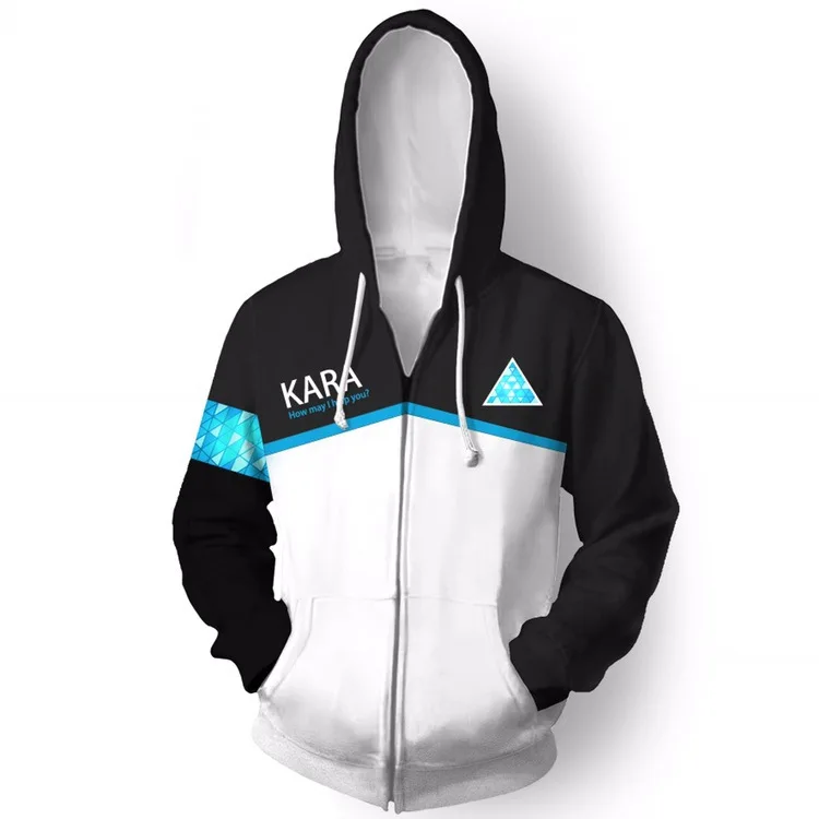 Anime game Detroit: Become Human RK800 Connor Cosplay clothing digital printing Hooded Sweatshirt top coat