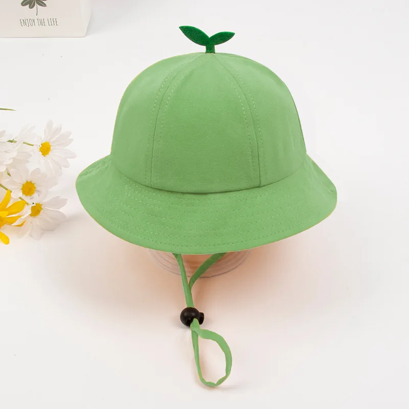 Boys Girls Bucket Hats Summer Breathable Cotton Bucket Hat Cute Little Grass Baby Hat Solid Color Infant Toddler Sun Beach Cap