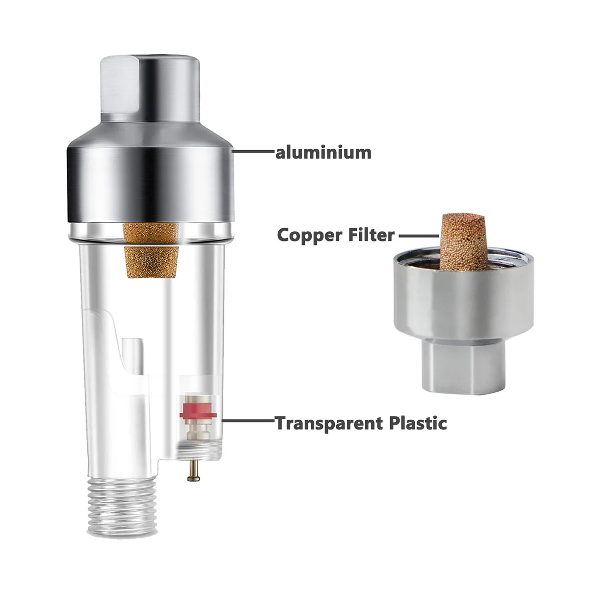 Airbrush Tool In-Line Mini Air Filter and Oil Water Separator with 1/8 Inch Female Threads for Airbrush and Hoses Connect