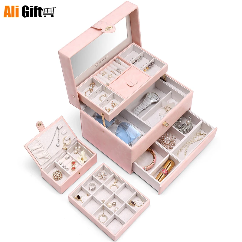 Jewelry Box Princess European-style Ring Receiving Box Birthday Wedding Anniversary Gift for Wife Large-Capacity Dressing Case