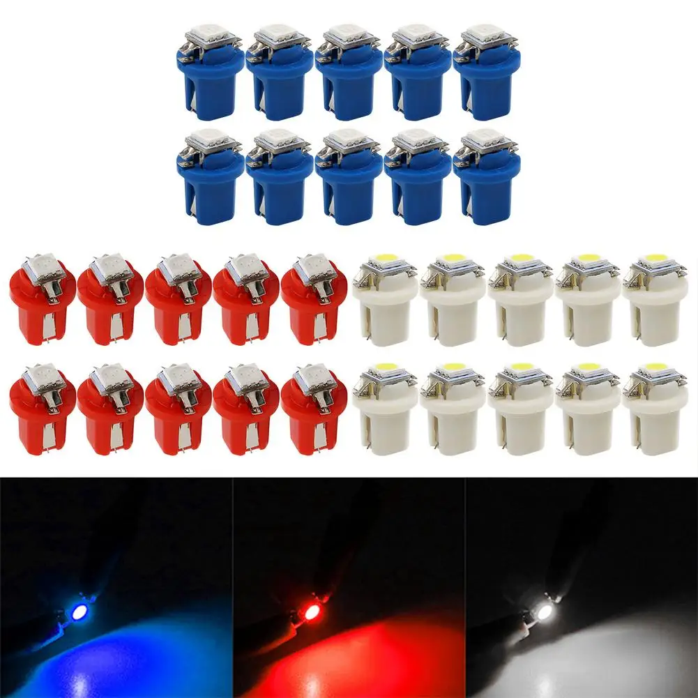 10PCS NEW B8.5D 509T B8.5 T5 Super Bright LED Lamp Car Panel Gauge Speedo Dash Bulb Auto Dashboard Instrument Cluster Light 12V