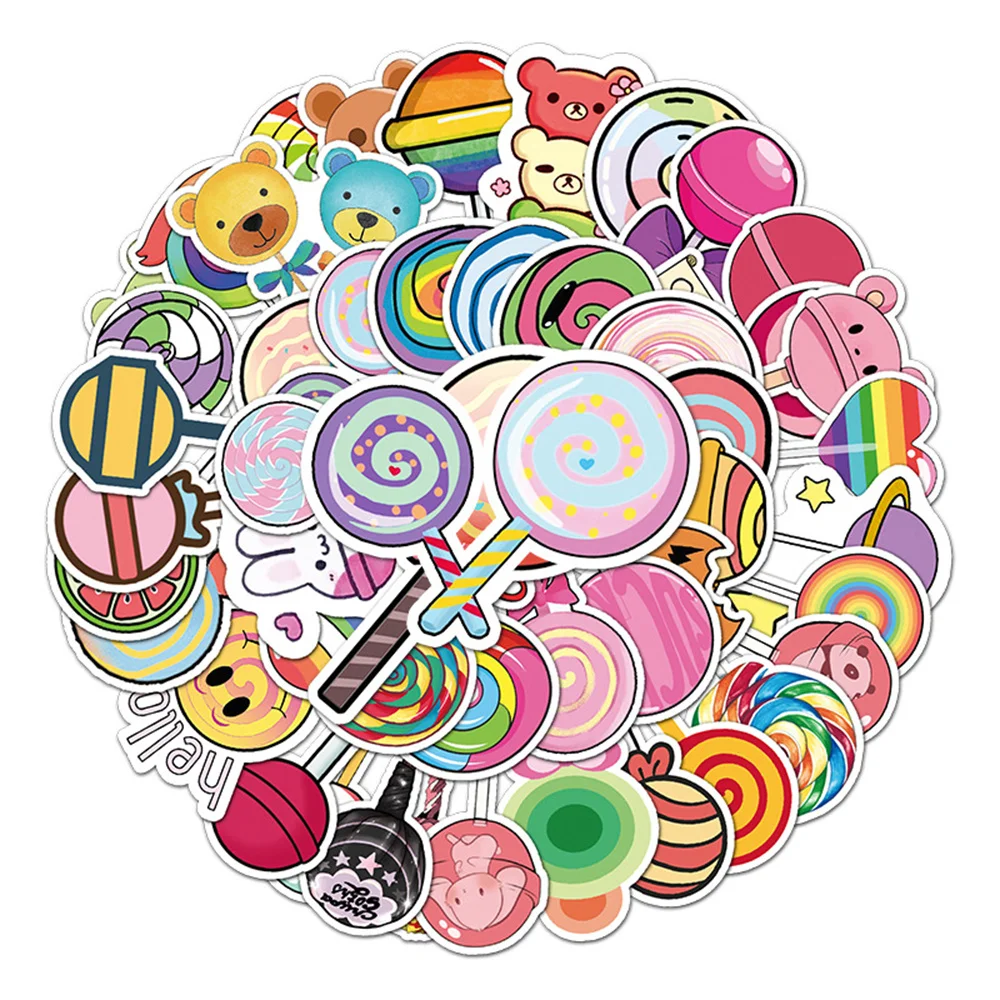 Ranbow Lollipop Stickers for Notebooks, Notepad, Adesivos Sticker, Aesthetic Scrapbooking Material, Craft Supplies, 50Pcs