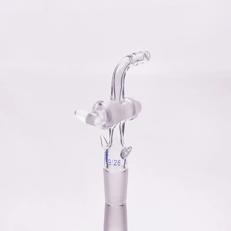 

FAPE Curved suction connector, Glass valve 19/26, Joint with Glass stopcock and hook up, Curved connector with piston