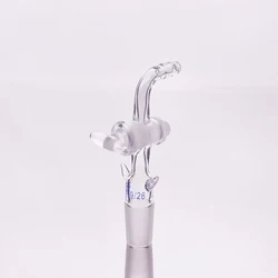 FAPE Curved suction connector, Glass valve 19/26, Joint with Glass stopcock and hook up, Curved connector with piston