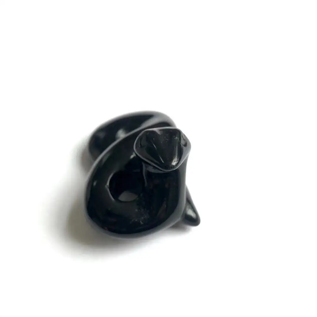 

Snake Statue Natural Gemstone Black Obsidian Crystal Hand Carved Craft Reiki Healing Figurine Home Decor