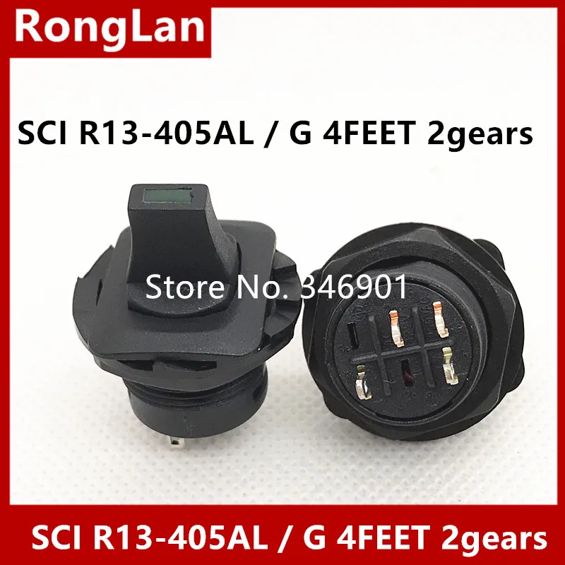 [SA]R13-405AL / G Power Switch Taiwan New SCI Toggle Switch Toggle 4FEET 2gears handle flat black with green LED3V--50pcs/lot