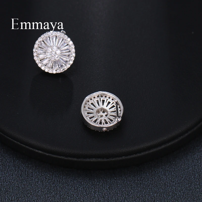 Emmaya Classic Circular Round Shape Outmost With Cubic Zircon And Radial Range Inside For Female Simplicity Model Stud Earring
