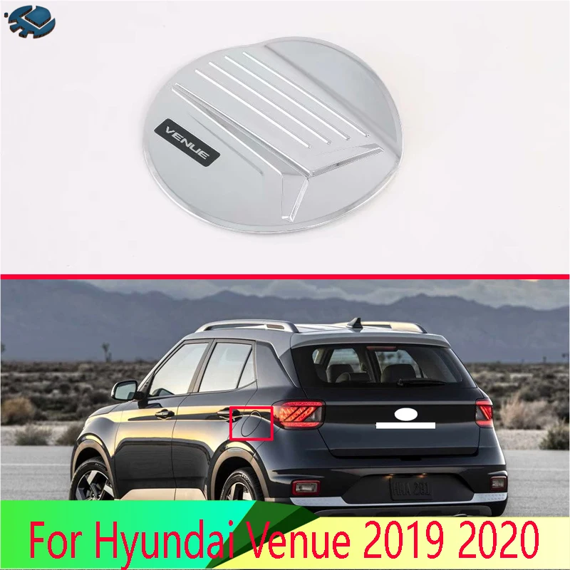 

Для Hyundai Venue 2019 2020 автомобильные аксессуары ABS хромированная крышка топливного бака крышка автомобиля-Стайлинг отделка масла топливная крышка защитная