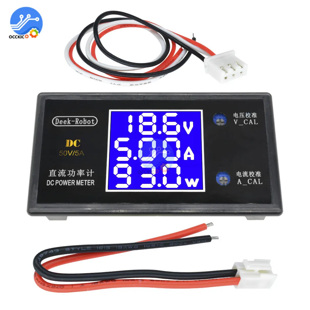 Multifunction LCD Digital DC Power Meter Voltmeter Ammeter Wattmeter Current Power Voltage meter Measurement 0-50V 0-5A 0-250W