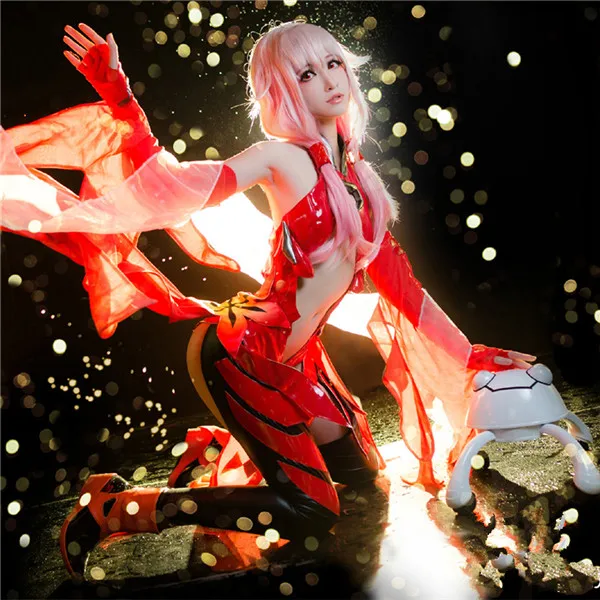 

Guilty Crown Yuzuriha Inori Cosplay Costume Goldfish Sexy red Battle suit Halooween Uniform for woman