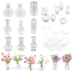 1:12 Dollhouse Miniature Different Flower Colors Flower Vase Dolls House Accessories Pretend Play Furniture Toys 1/2/5 PCS