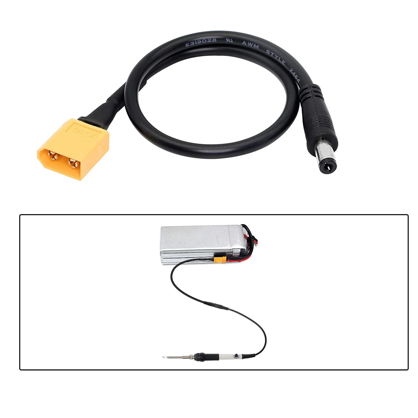 1 قطعة XT60 ذكر موصل رصاصة إلى ذكر تيار مستمر 5.5 مللي متر × 2.5 مللي متر محول شحن الطاقة كابل ل TS100 لحام الحديد بدون طيار نظارات