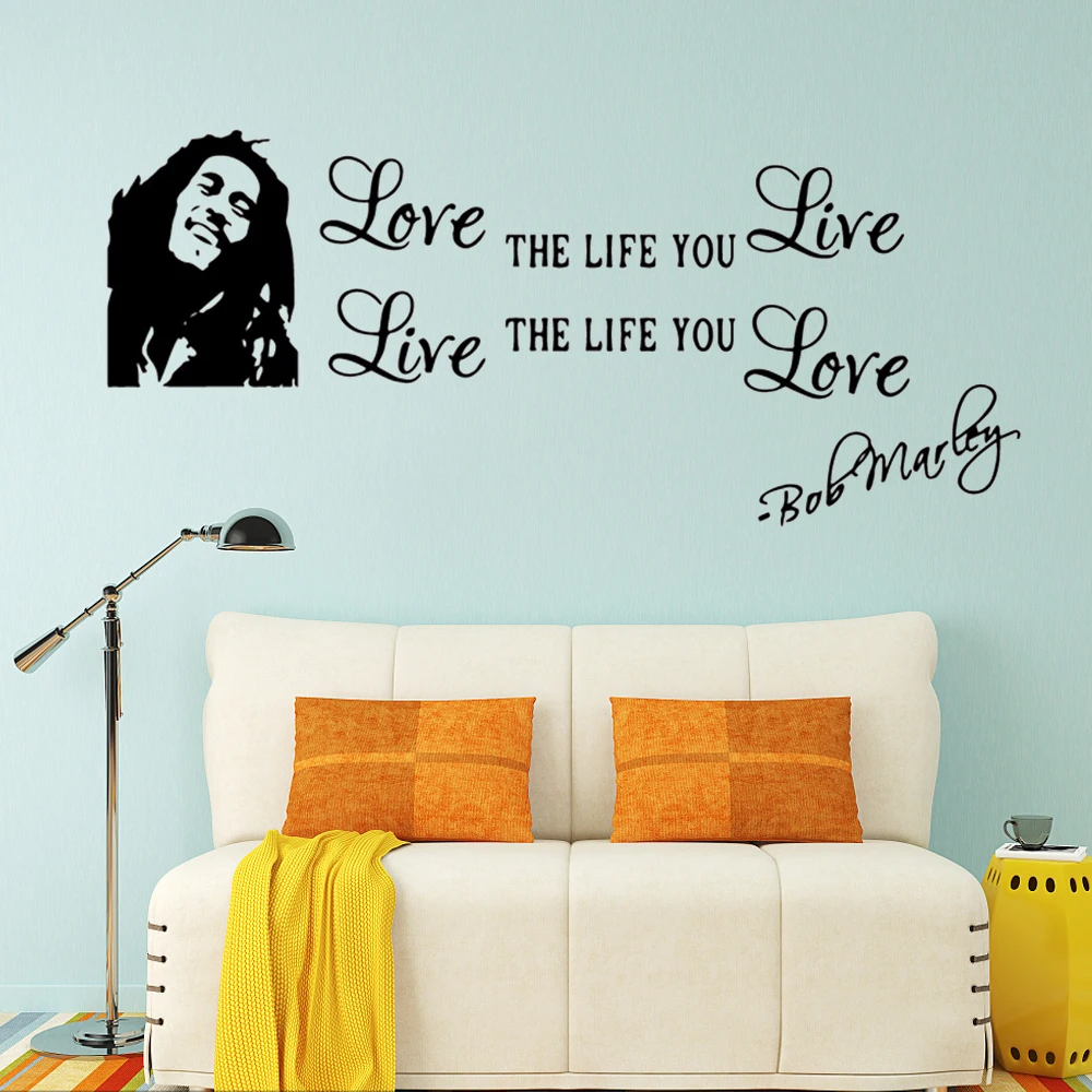 Colorful Soul Music Singer Bob Marley Removable Art Vinyl Wall Stickers For Kids Rooms Waterproof Wall Art Decal