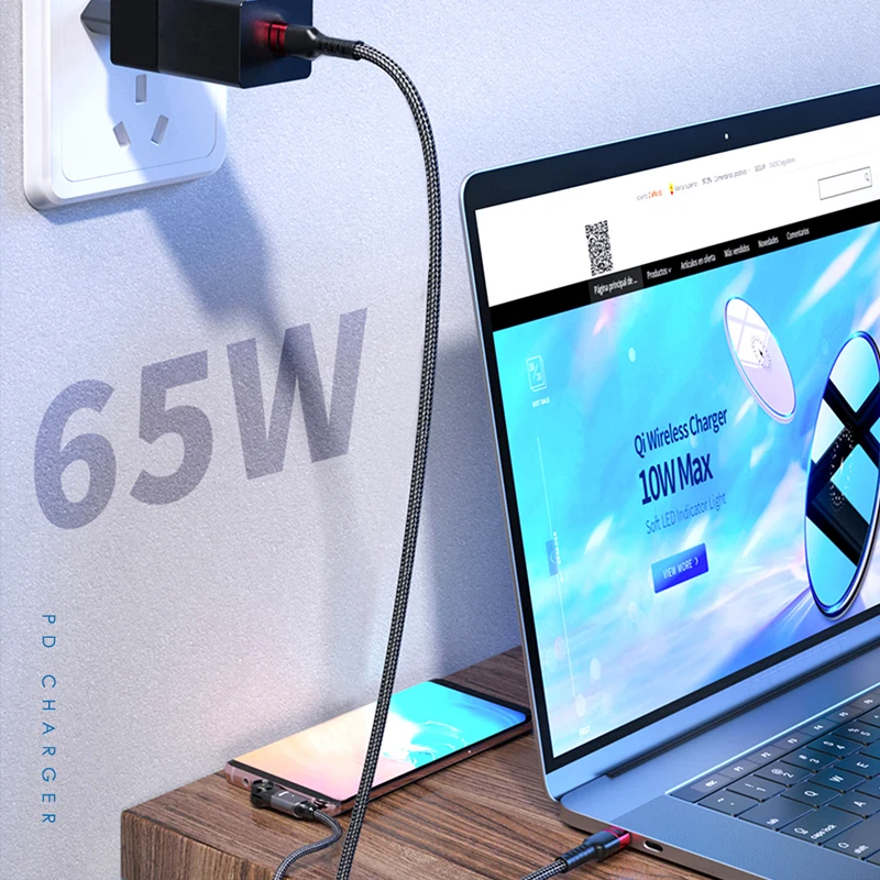 GaN 65W USB C Quick Charge Type-C Fast Charger ForPine64 Pinecil Soldering Iron Phone Xiaomi Huawei PD Notebook Computer