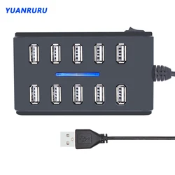 USB 2.0 Hub USB Hub 2.0 10 Port çoklu genişletici yüksek hızlı çoklu USB Splitter Hub 2.0 USB Hub PC için dizüstü bilgisayar