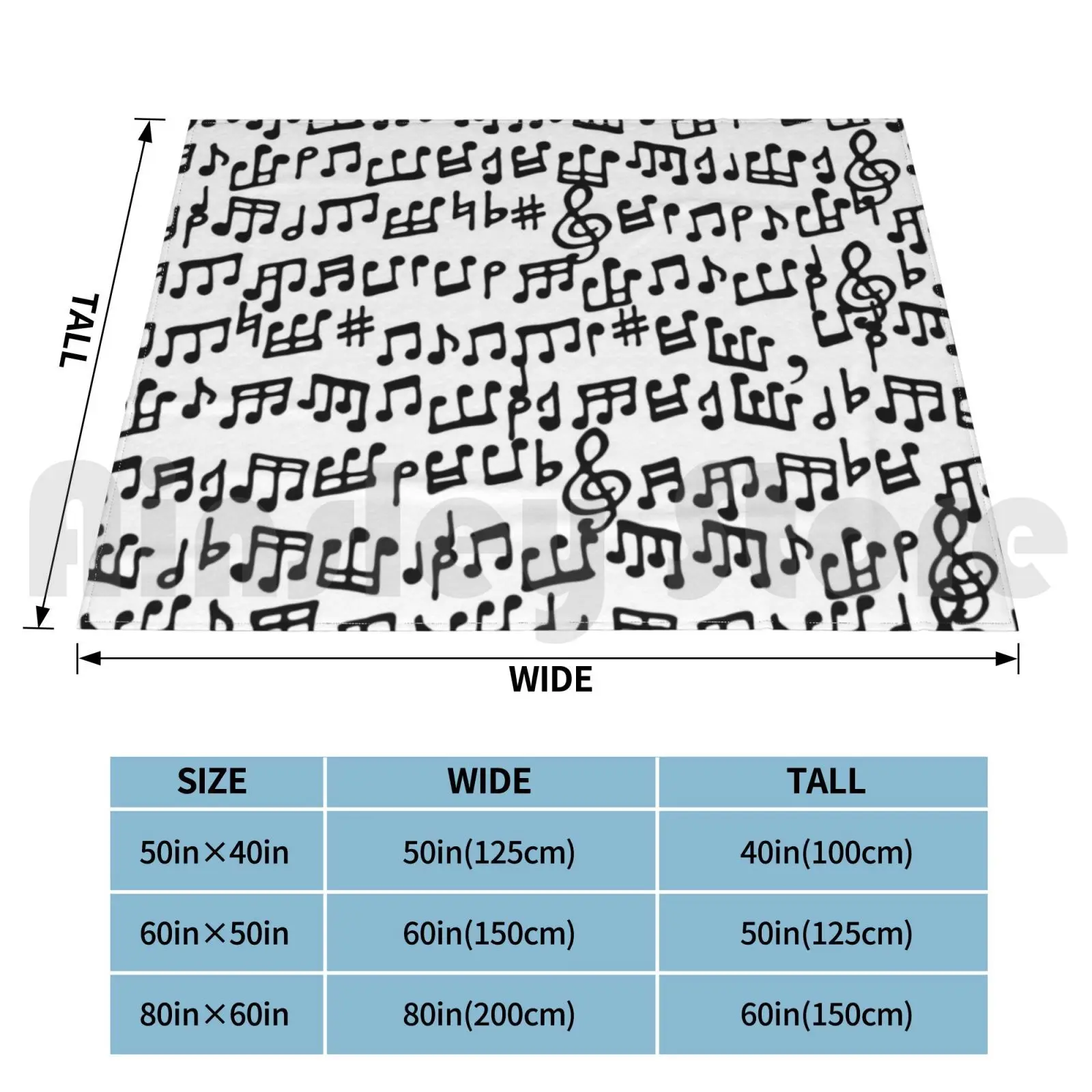 Noteworthy Blanket For Sofa Bed Travel Music Musical Notes Note Musician Musicians Rhythm Band Chorus