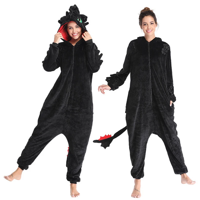 кигуруми How to train your dragon onesies women men cute animal anime toothless pyjamas winter flannel warm sleepwear pajamas