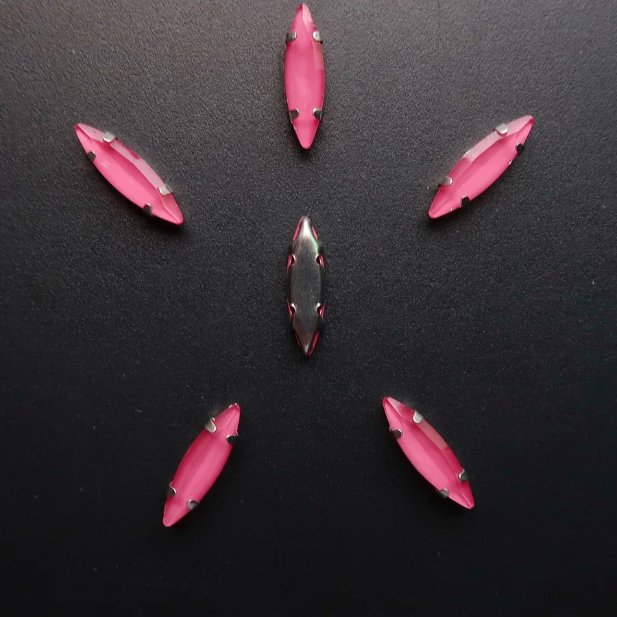 Pferdeaugenförmige Silber-Krallenfassungen, 50 Stück/Packung, 4*15mm, Jelly Candy Glas-Kristall, zum Aufnähen, Strassperlen, Kristalle, für Kleidung, DIY – Detail 17